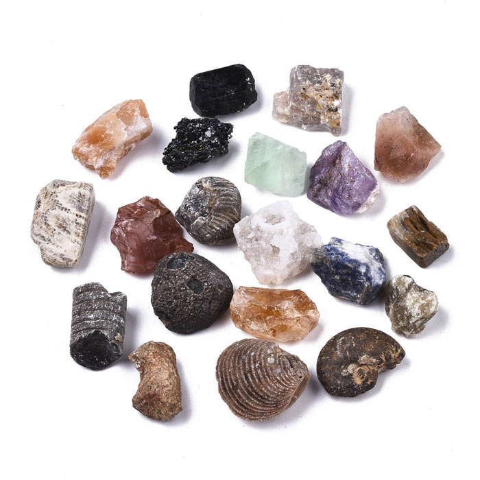 Semi-precious stone mix without holes, 21-28x18-23mm, 12pcs.