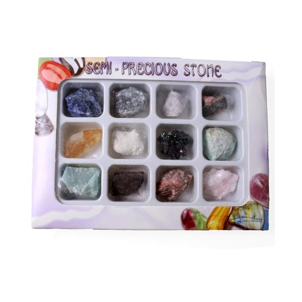 Semi-precious stone mix without holes, 21-28x18-23mm, 12pcs.