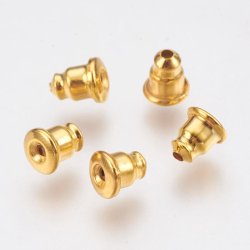 Bagmekanikker til �restik, klokkeform, guldfarvet messing, til 0,8-0,9 mm stift, 6 stk.