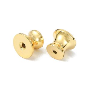 Bagmekanikker til �restik, kegleform, 18K forgyldt messing, 5x6 mm, til 0,6-0,9 mm stift, 2 stk.