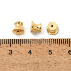 Bagmekanikker til �restik, kegleform, 18K forgyldt messing, 5x6 mm, til 0,6-0,9 mm stift, 2 stk.