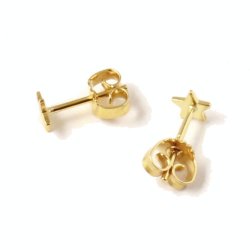 Earnuts for earstuds, high quality, gold-plated silver, suited for pegs with a diameter of up to 1mm, 1 pair.