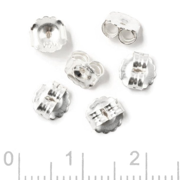 Earnuts for ear studs, large, silver, for standard ear studs 0.7-0.8mm, 6 pcs
