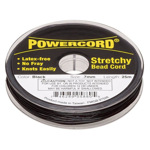 Elastische Schnur, Power Cord, ganze Spule, schwarz, 0,7 mm, 25 m, 1 Stk.