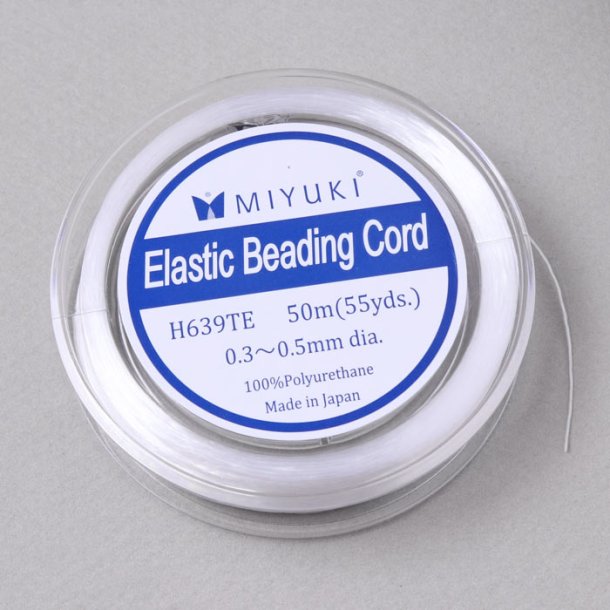 Miyuki, groe Variante, starke Qualitt, elastische Perlenschnur, flach, wei, 0,3x0,5 mm, 50 m
