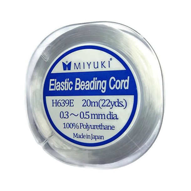 Miyuki Elastic beading cord, high quality, flat, white, 03x0.5mm, 20m.