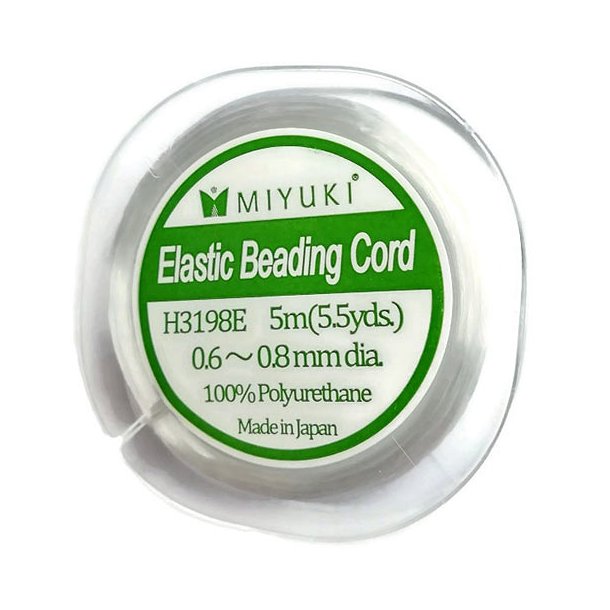 Miyuki Elastic beading cord, high quality, flat, white, 0.6x0.8mm, 5m.