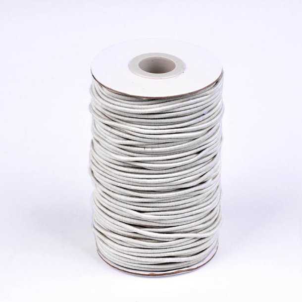 Elastic cord, cotton, grayish white, round , 2mm, 2 m. 