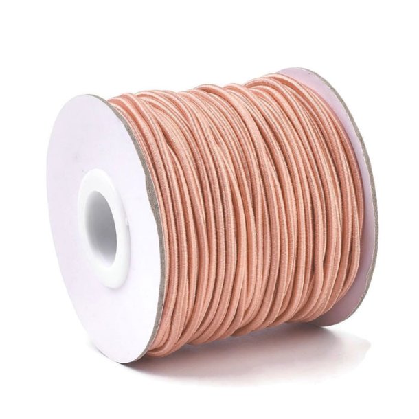 Elastic cord, full spool, cotton, peach color, round , 2mm, 40m.