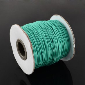 Stoffgummiband, ganze Spule, trkisgrn, rund, 1 mm, 100 m