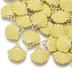 Muschel mit Emaille, Anhnger, Messing vergoldet, gelb, 1 Auge, 13 mm, 2 Stck