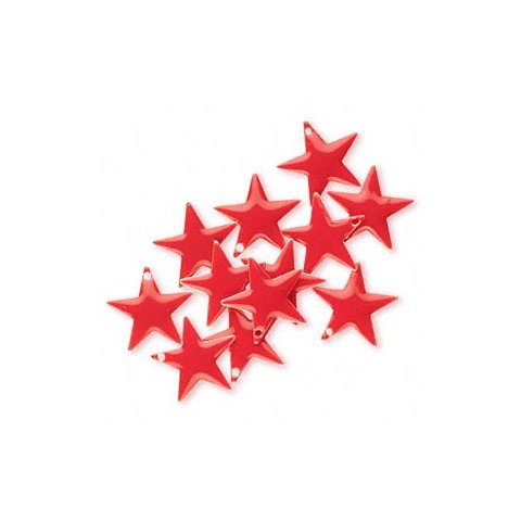 Emalje stjerne, r&oslash;d, s&oslash;lvkant, 12 mm, 4 stk