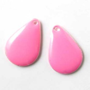 Emaille-Anhänger, pinke Tropfen, breit, 20x14 mm, 2 Stk.