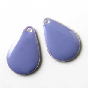 Enamel charm, wide light purple teardrop, 20x14mm, 2pcs.