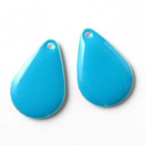 Emalje vedhng, lysbl bred drbe, 20x14mm, 2 stk.