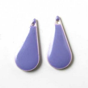 Emalje vedhng, lyslilla smal drbe, 22x10mm, 2 stk.
