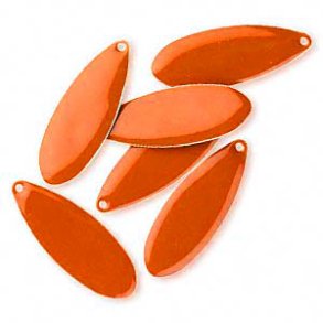 Emaille-Anh�nger, orangenrot Tropfen, 36x13 mm, 2 Stk.