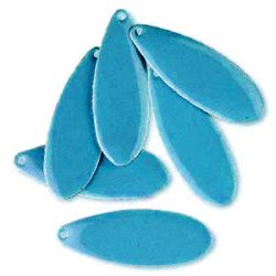 Emaille-Anh�nger, blau, Tropfen, 36x13 mm, 2 Stk.
