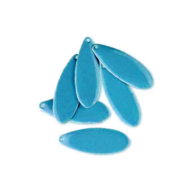 Emaille-Anh�nger, blau, Tropfen, 36x13 mm, 2 Stk.