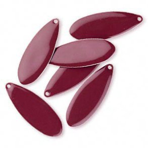 Emaille-Anh�nger, bordeaux Tropfen, 36x13 mm, 2 Stk.