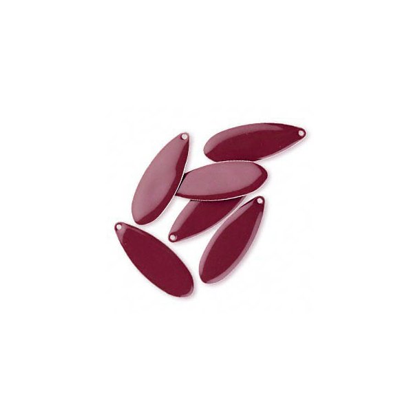 Emaille-Anh�nger, bordeaux Tropfen, 36x13 mm, 2 Stk.