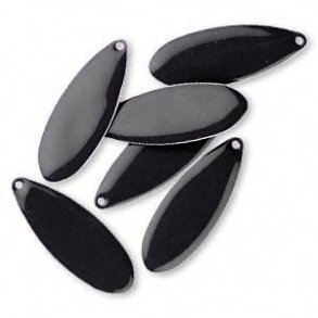 Emaille-Anh�nger, schwarze Tropfen, 36x13 mm, 2 Stk.