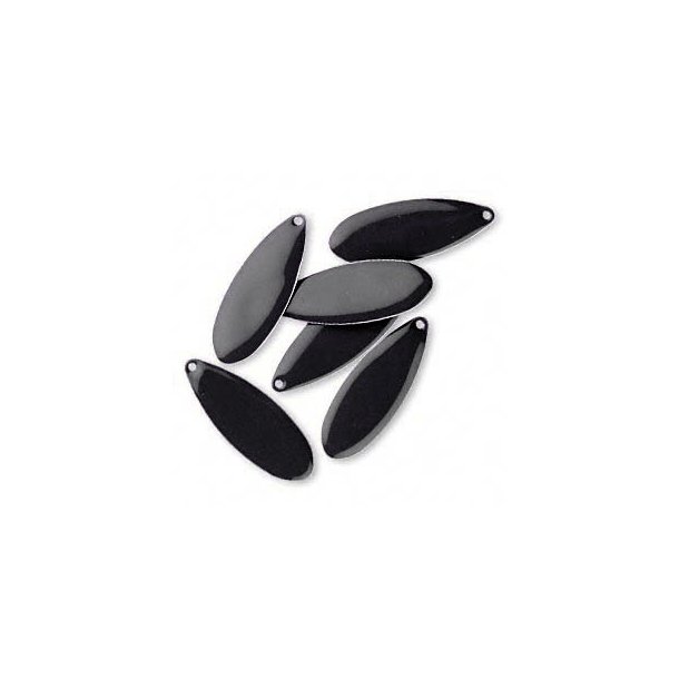 Emaille-Anh�nger, schwarze Tropfen, 36x13 mm, 2 Stk.