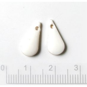 Emalje vedhng, hvid, smal drbe, 15x7mm, 2 stk.
