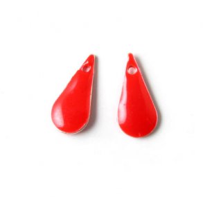 Emalje vedhng, rd, smal drbe, 15x7mm, 2 stk.