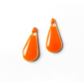 Emalje vedhng, orange, smal drbe, 15x7mm, 2 stk.