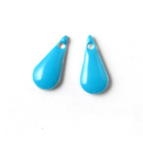 Emalje vedhng, bl, smal drbe, 15x7mm, 2 stk.