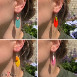 Emaille-Anh�nger, orangenrot Tropfen, 36x13 mm, 2 Stk.