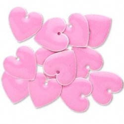 Enamel charm, light pink heart, 16x16mm, 2pcs.