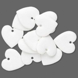 Emaille-Anh&auml;nger, wei&szlig;es Herz, 16x16 mm, 2 Stk.