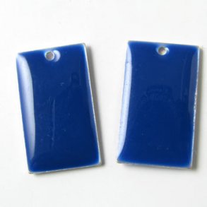 enamel charm, dark blue square, 23x14mm, 2pcs.