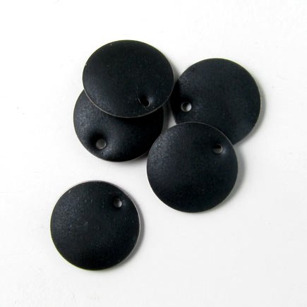 Enamel, black coin with matt finish, gilded, w. hole at the edge, 12mm ...