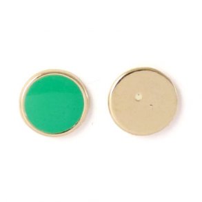 Emaille-Münze zum Ankleben, mintgrün mit vergoldetem Rand, 12x1,5 mm, 2 Stk.