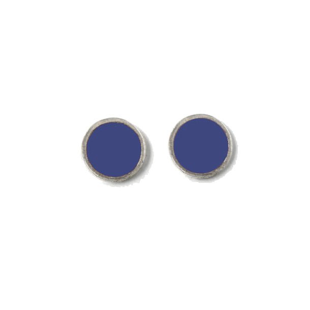 Emaille-Mnze zum Ankleben, blau mit versilbertem Rand, 12x1,5 mm, 2 Stk.