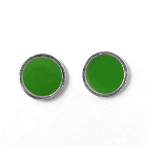 Emaille-Münze zum Ankleben, dunkelgrün mit silbernem Rand, 12x1,5 mm, 2 Stk.