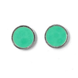 Emaille-M&uuml;nze zum Ankleben, mint-gr&uuml;n mit silbernem Rand, 12x1,5 mm, 2 Stk.