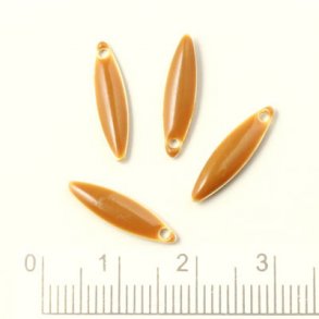 Emaille-Anhänger, braun, spitz, oval, 15x4 mm, 4 Stk.