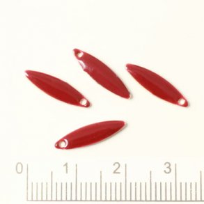 Enamel charm, dark red pointed, oval-shaped, 15x4mm, 4pcs.