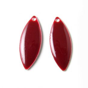 Enamel charm, bordeaux pointed, 24x10mm, 2pcs. (Kopi) (Kopi)