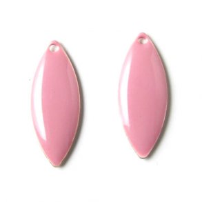 Enamel charm, blush pointed, 24x10mm, 2pcs.