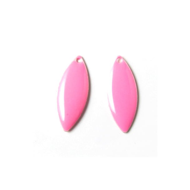Emaille-Anh&auml;nger, pink, spitz, 24x10 mm, 2 Stk.