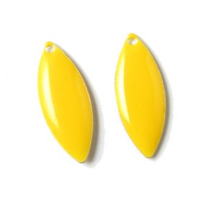 Enamel charm, yellow pointed, 24x10mm, 2pcs.