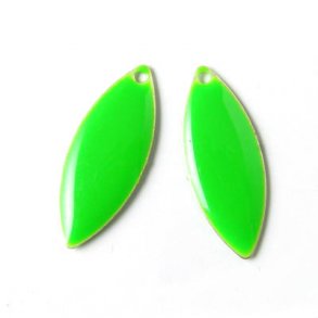 Enamel charm, green pointed, 24x10mm, 2pcs.