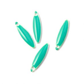 Enamel charm, turquoise pointed, oval-shaped, 15x4mm, 4pcs.