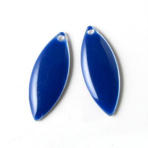 Enamel charm, navy, pointed, 24x10mm, 2pcs.