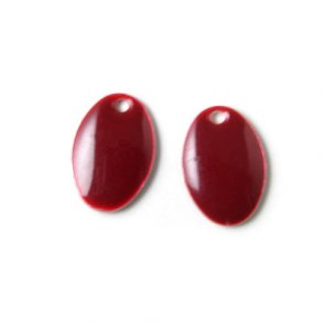 Enamel charm, bodeaux, oval-shaped, 14x9mm, 4pcs.